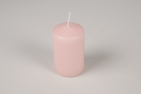 Boîte de 24 bougies cylindres rose clair D5cm H8cm