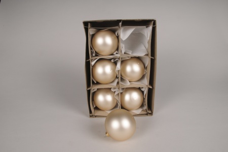 Boîte de 6 boules en verre mat perle D8cm