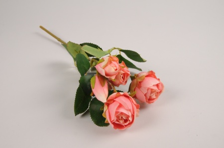 Branche de roses spray artificielle rose H37cm