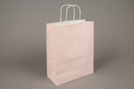 Paquet de 25 sacs kraft rose 22x10cm H27cm