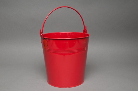 Seau en zinc rouge D21cm H20cm