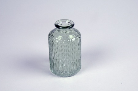 Vase en verre bouteille vert D6cm H10cm