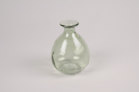 Vase en verre vert D9cm H12cm