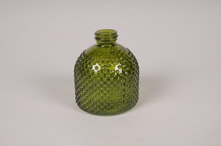 Vase soliflore en verre vert D7.5cm H9cm