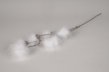 Branche de plumes blanches H71cm