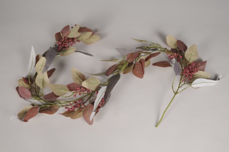 Guirlande d'eucalyptus artificiel bordeaux L120cm