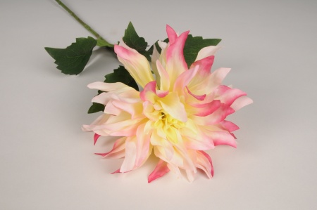 Dahlia artificiel crème et rose H63cm