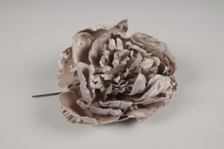 Pivoine artificielle en velours mauve clair D18cm