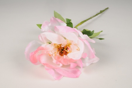 Pivoine artificielle rose et blanche H58cm