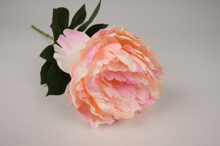 Pivoine artificielle rose orangé H63cm