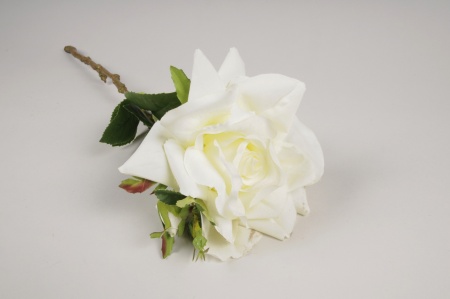 Rose artificielle blanche H50cm