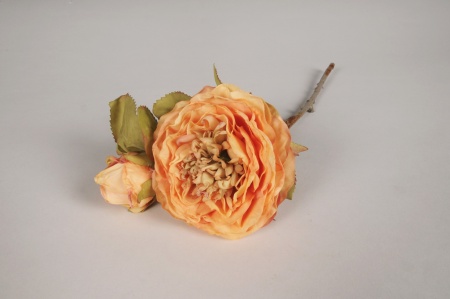 Rose artificielle orange clair H35cm
