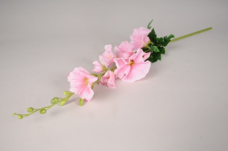 Rose trémière artificielle rose H77cm