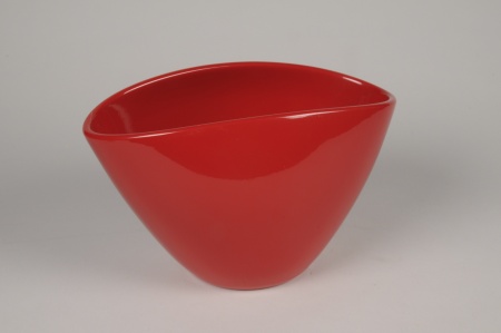 Jardinière en céramique rouge 28x16cm H17.5cm