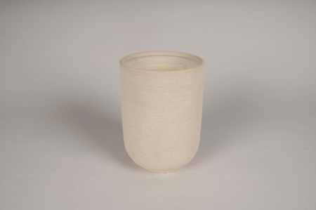 Vase en terre cuite crème D14.5cm H20cm
