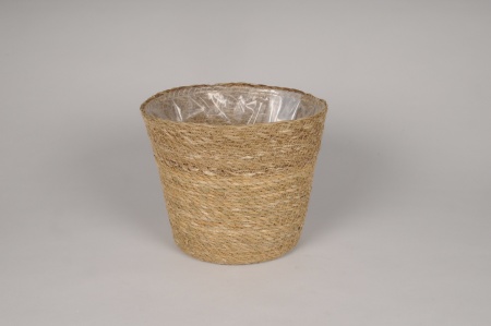 Cache-pot en jonc naturel D18cm H16cm