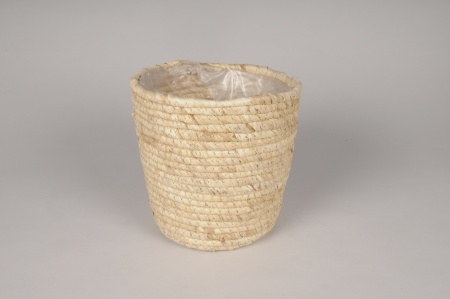 Cache-pot en jonc naturel D20cm H20cm