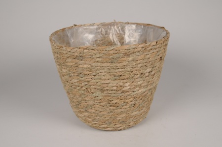Cache-pot en jonc naturel D27cm H21.5cm