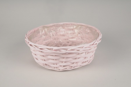 Coupe en osier rose D30cm H10cm