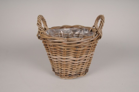 Cache-pot panier en kubu naturel D23cm H19cm