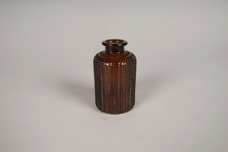 Vase bouteille en verre ambre D6cm H10cm