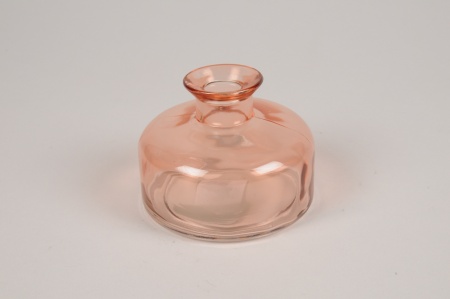 Vase bouteille en verre rose D9cm H7cm