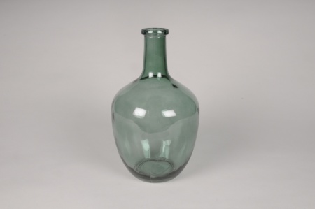 Vase bouteille en verre vert foncé D17.5cm H30cm