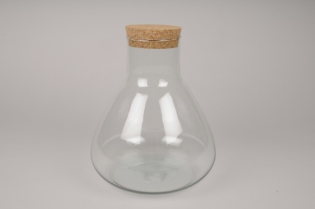 Vase en verre avec bouchon D19cm H27cm
