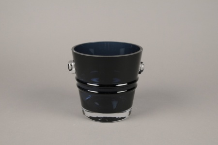 Seau à champagne en verre bleu D16cm H16cm