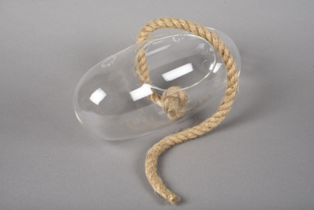Boule en verre allongée à suspendre 28x13cm H13cm