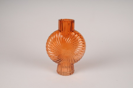 Vase en verre abricot D17cm H25cm