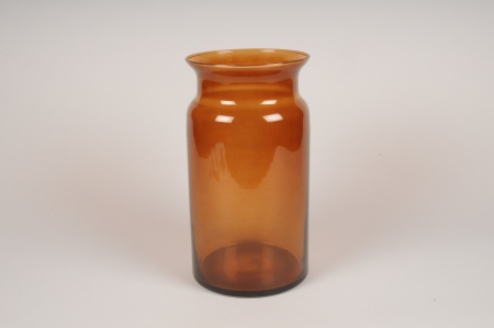 Vase en verre ambre D15.5cm H29cm