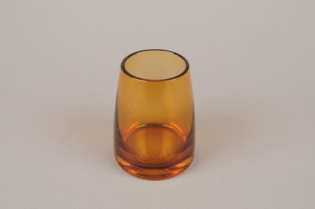 Vase en verre ambre D8cm H10cm