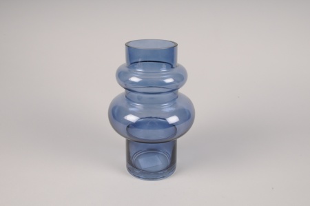 Vase en verre bleu D15cm H23cm