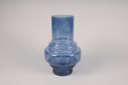 Vase en verre bleu D19cm H30cm