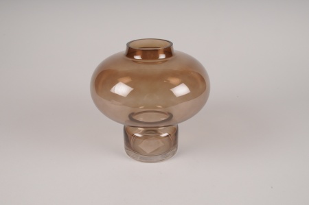Vase en verre brun D20cm H20cm