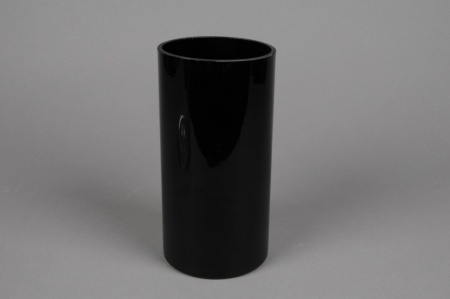 Vase en verre cylindre noir D10cm H20cm