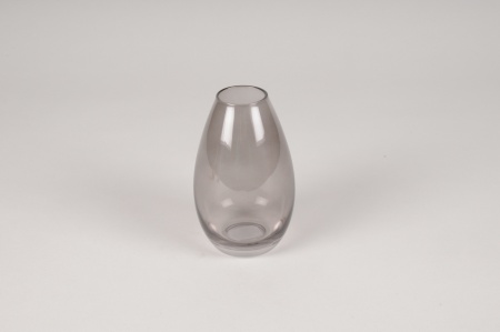 Vase en verre fumé gris D8cm H12.5cm