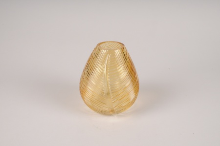 Vase en verre jaune D12.5cm H14.5cm