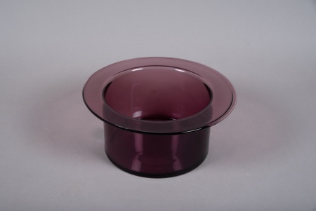 Vase en verre rose D34cm H15cm