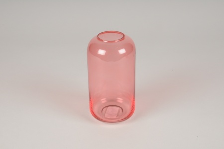 Vase en verre rose D8cm H15cm