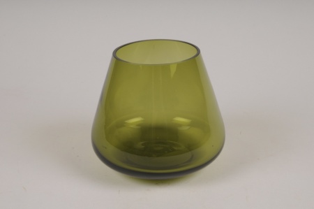 Vase en verre vert D13cm H12cm
