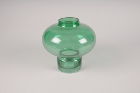 Vase en verre vert D20cm H20cm