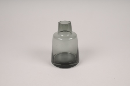 Vase soliflore en verre avec col gris D8cm H12cm