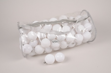 Sac de 100 boules plastique blanc D6cm