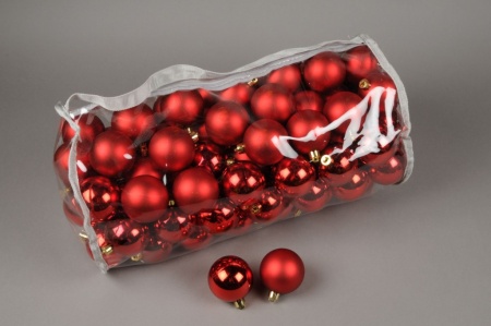 Sac de 100 boules plastique rouge D6cm