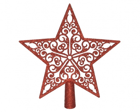 Cimier en plastique étoile pailleté rouge H20
