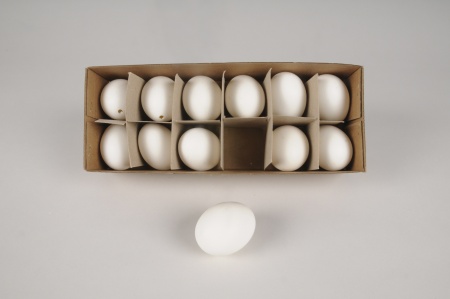 Boîte de 12 oeufs de poule blancs D4.5cm H5.5cm