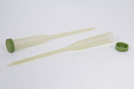 Paquet de 100 tubes plastique vert sur pic H18cm