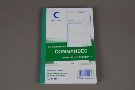 Carnet autocopiant de 50 commandes autocopiant